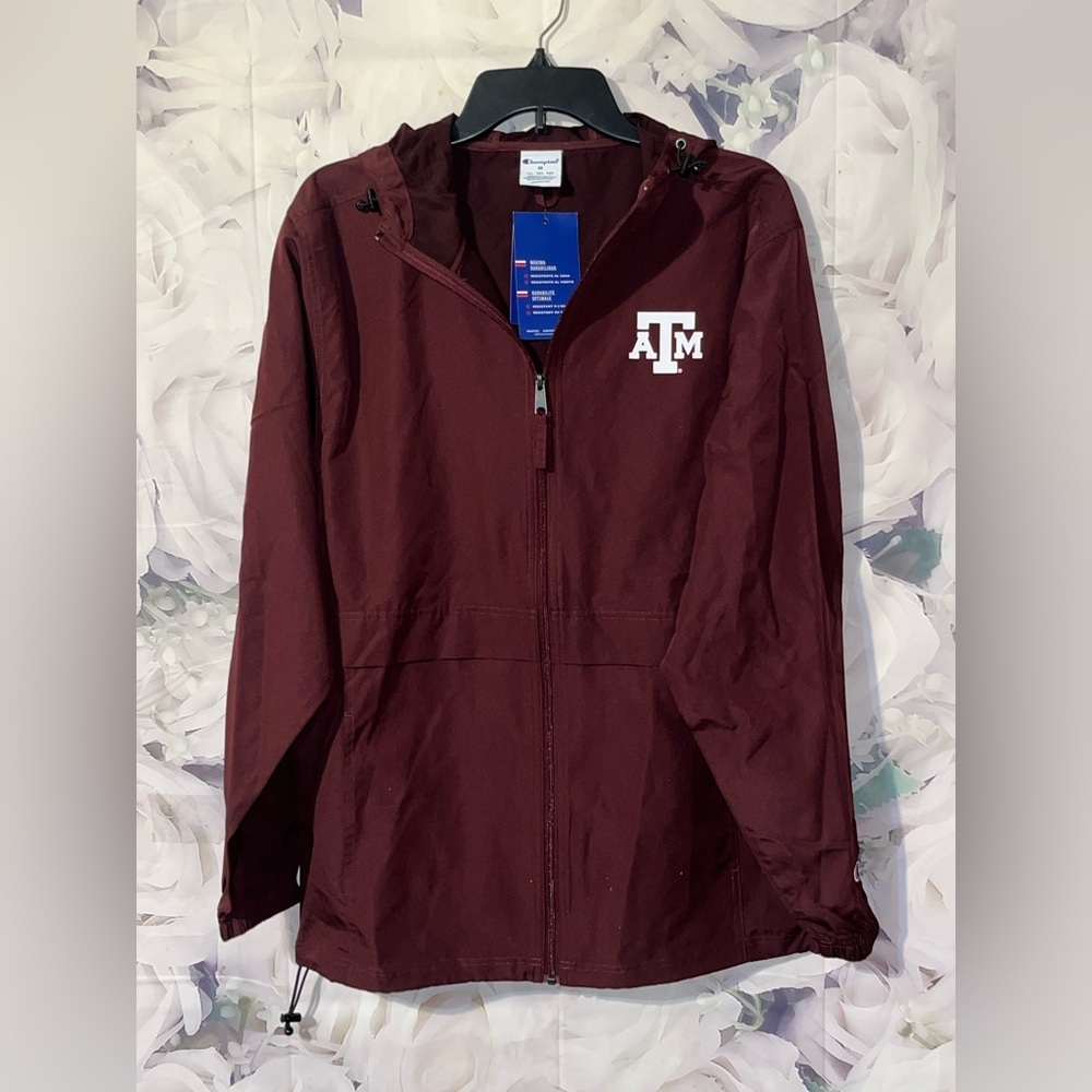 Texas A&M Aggies Maroon Light Weight Packable Jacket Champion Unisex M NEW TAG​